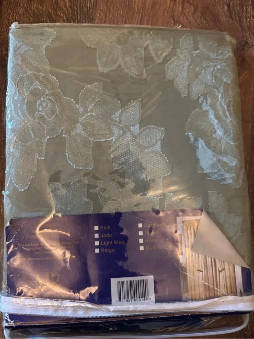 Two (2) Playatex Vintage Anita Floral Curtain Panels Attached Valance Jade Green